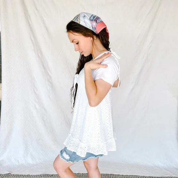 Skyler + Madison white eyelet peasant tank dress.
Size S. - Picture 2 of 3